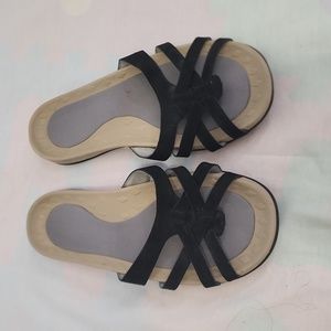 Women's Lands' End Flat Slide Sandals Size 10D Black